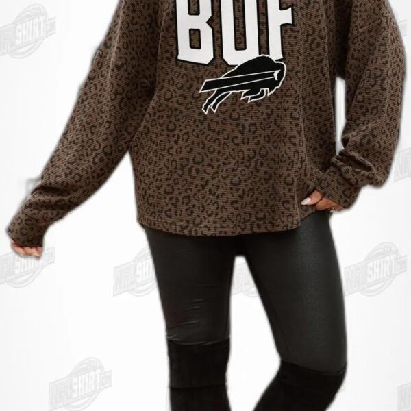 Brown Leopard Print Vital Style Vintage Wash Corded Buffalo Bills Shirt