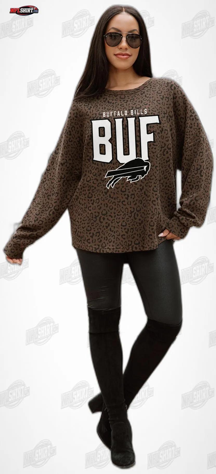 Brown Leopard Print Vital Style Vintage Wash Corded Buffalo Bills Shirt Brown Leopard Print Vital Style Vintage Wash Corded Buffalo Bills Shirt
