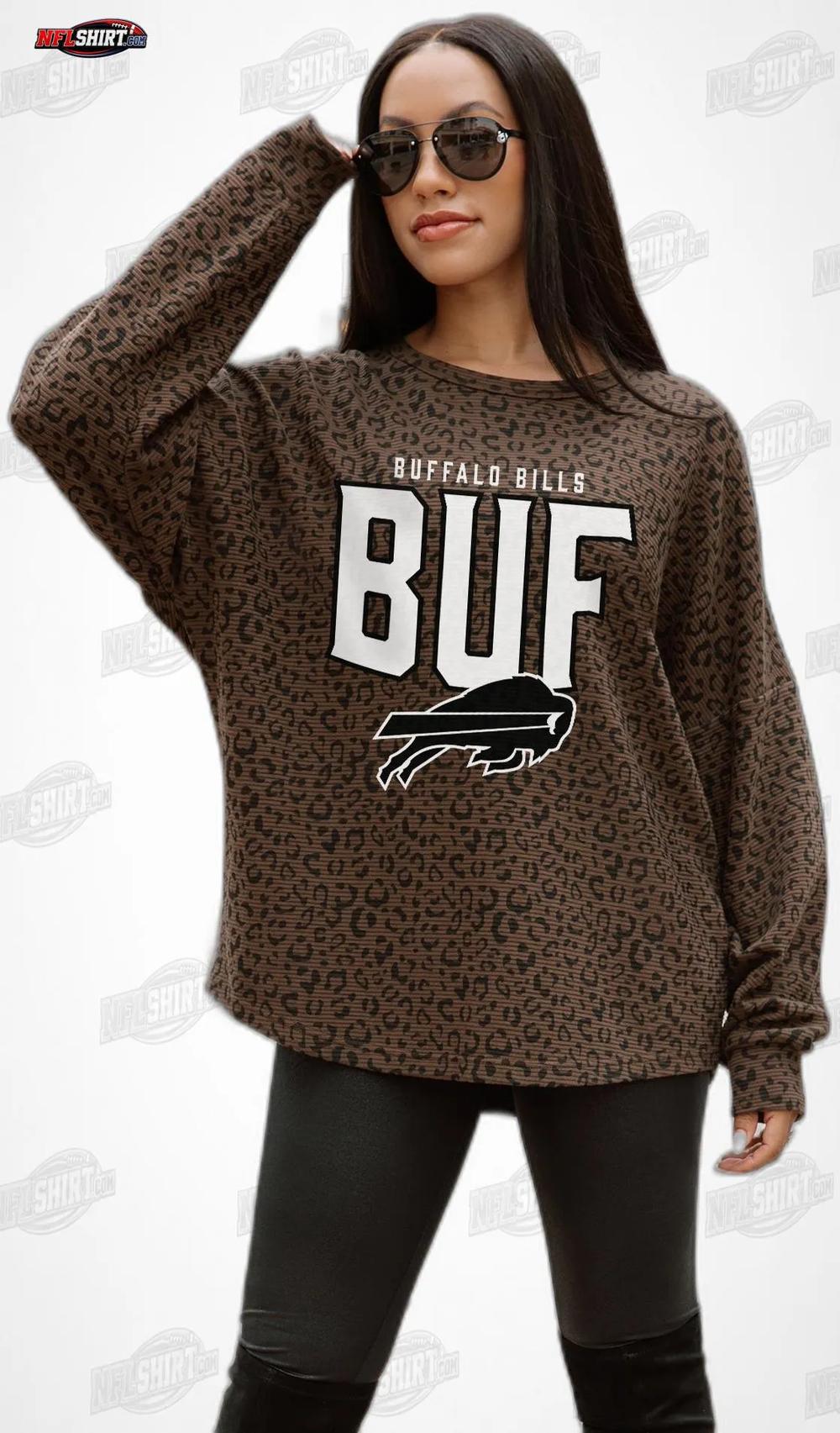 Brown Leopard Print Vital Style Vintage Wash Corded Buffalo Bills Shirt Brown Leopard Print Vital Style Vintage Wash Corded Buffalo Bills Shirt