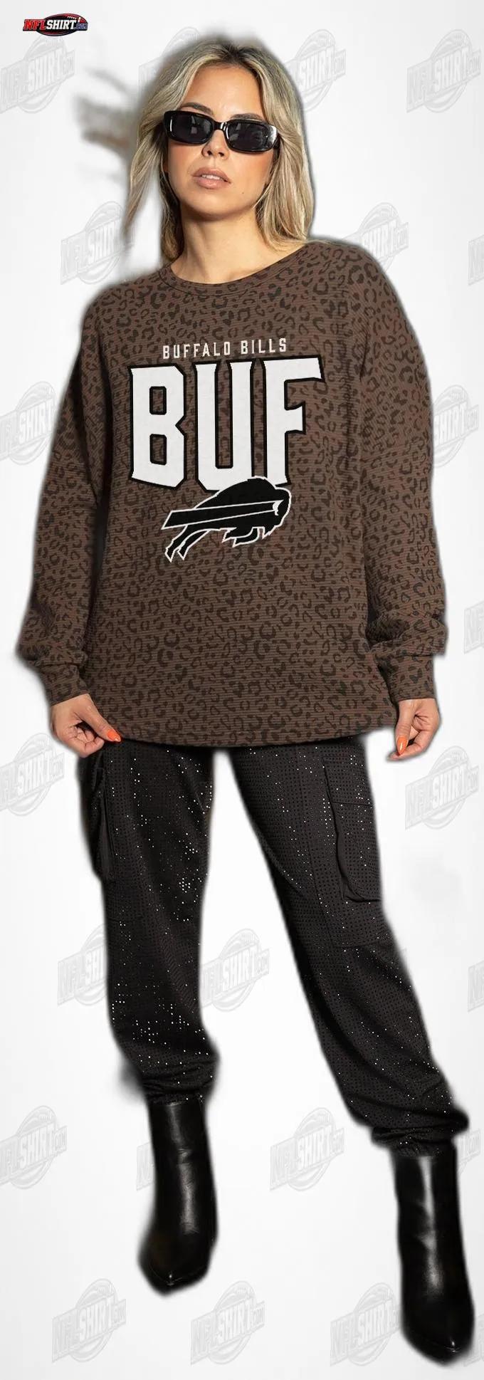 Brown Leopard Print Vital Style Vintage Wash Corded Buffalo Bills Shirt Brown Leopard Print Vital Style Vintage Wash Corded Buffalo Bills Shirt