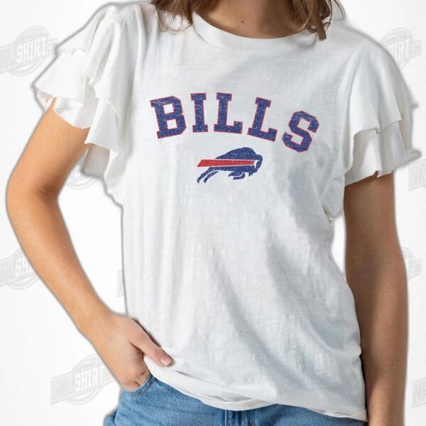 BUFFALO BILLS Valkyrie Ruffle Sleeve Knit Top NFL Shirt - Football Fan Tee 1