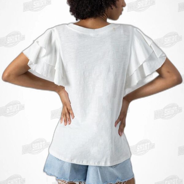 BUFFALO BILLS Valkyrie Ruffle Sleeve Knit Top NFL Shirt - Football Fan Tee 4