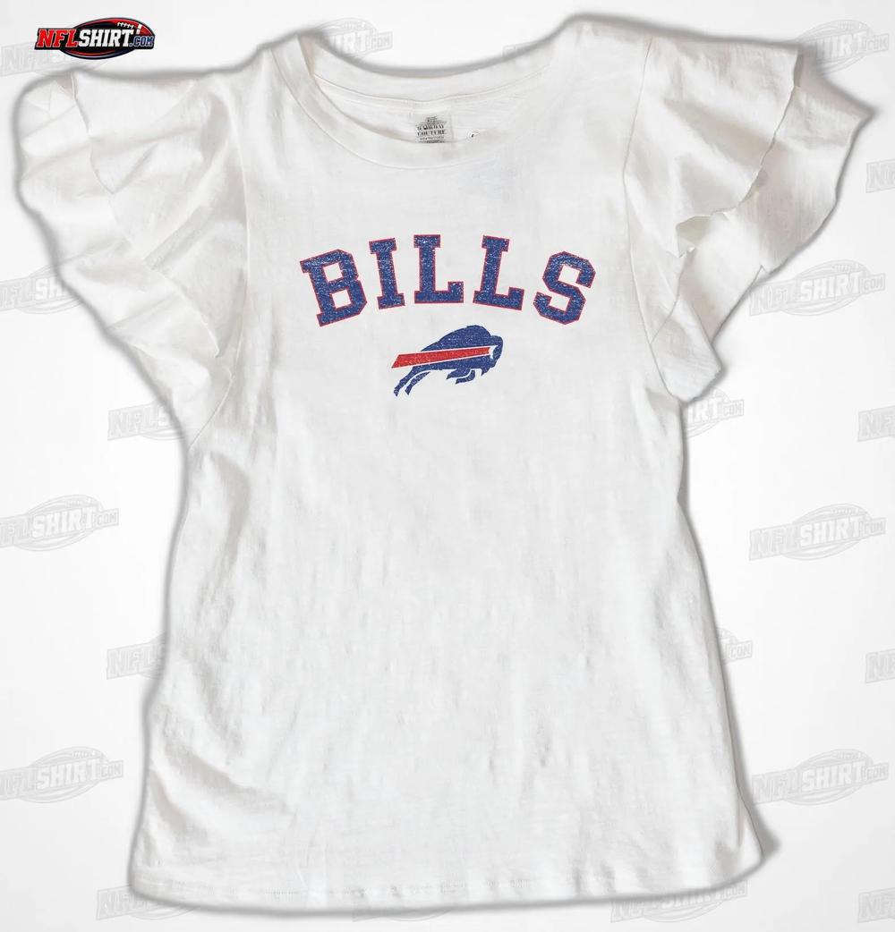 Bills Wordmark Ruffle Sleeve Buffalo Bills Shirt Bills Wordmark Ruffle Sleeve Buffalo Bills Shirt
