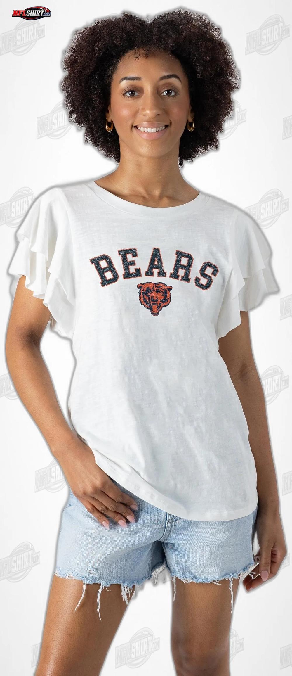 White Valkyrie Ruffle Sleeve Knit Top Chicago Bears Shirt White Valkyrie Ruffle Sleeve Knit Top Chicago Bears Shirt