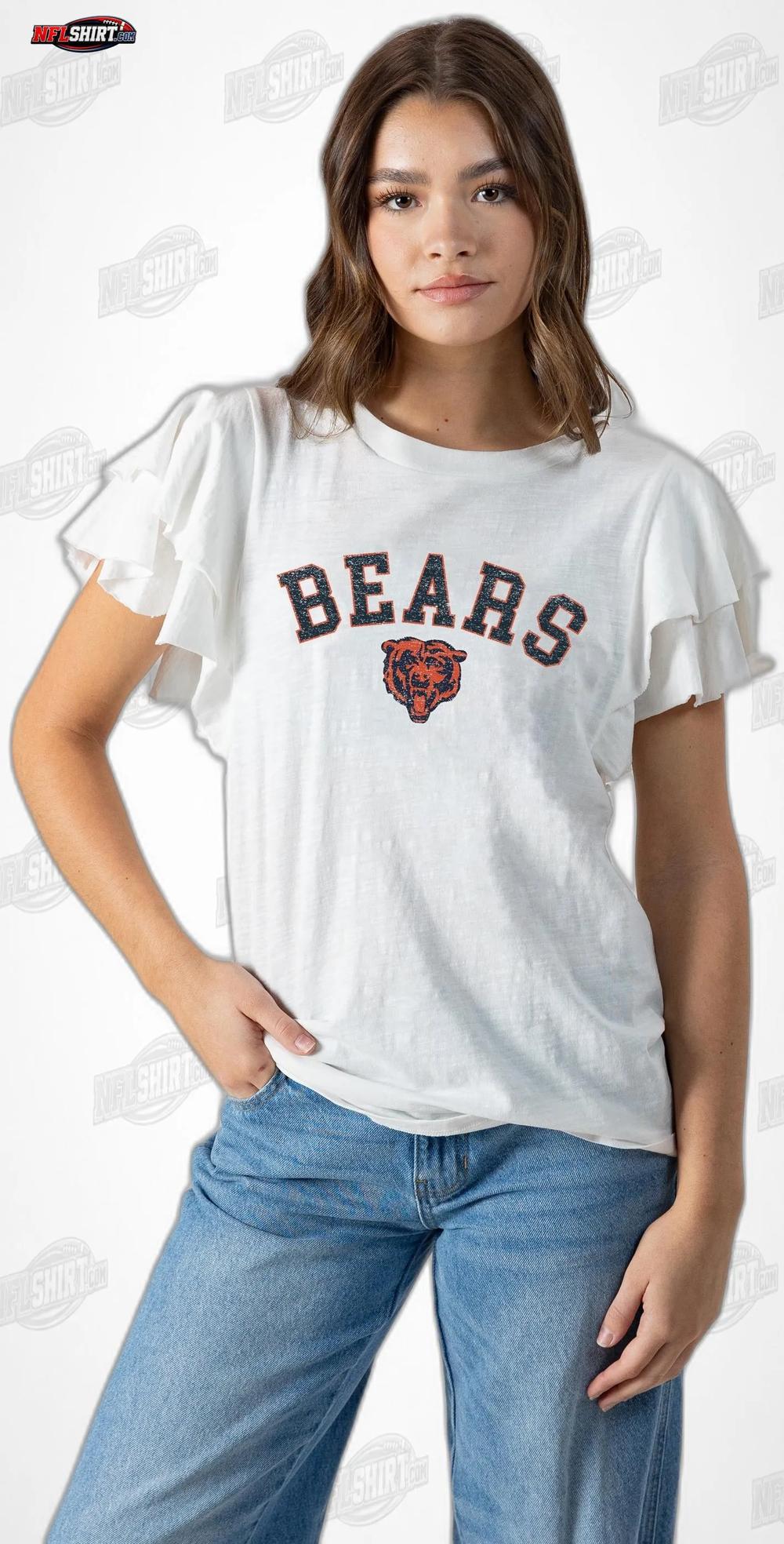 White Valkyrie Ruffle Sleeve Knit Top Chicago Bears Shirt White Valkyrie Ruffle Sleeve Knit Top Chicago Bears Shirt