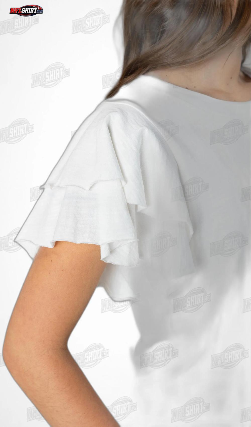 White Valkyrie Ruffle Sleeve Knit Top Chicago Bears Shirt White Valkyrie Ruffle Sleeve Knit Top Chicago Bears Shirt