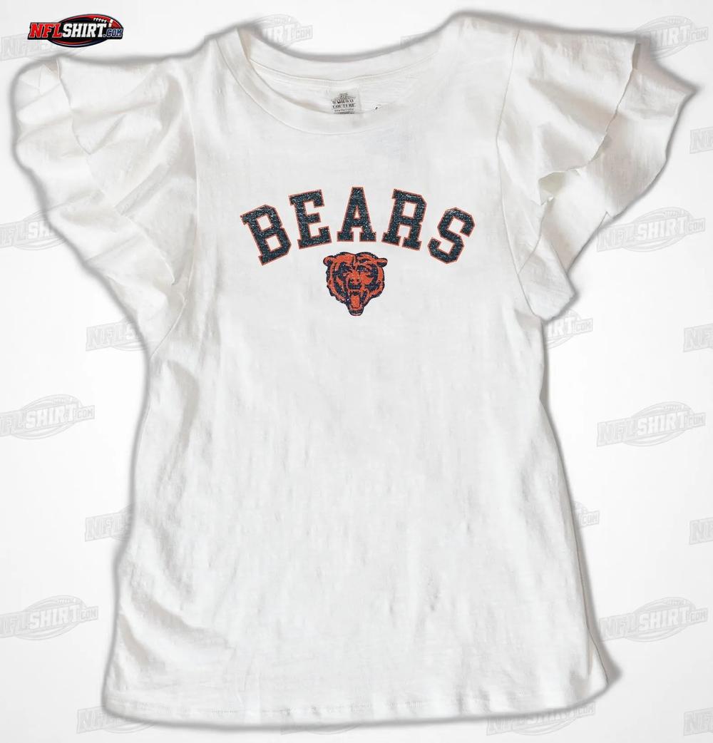 White Valkyrie Ruffle Sleeve Knit Top Chicago Bears Shirt White Valkyrie Ruffle Sleeve Knit Top Chicago Bears Shirt