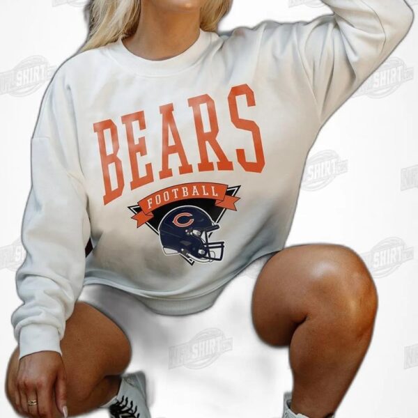 CHICAGO BEARS Yard Line Fleece Crewneck NFL Shirt - Football Fan Tee 3