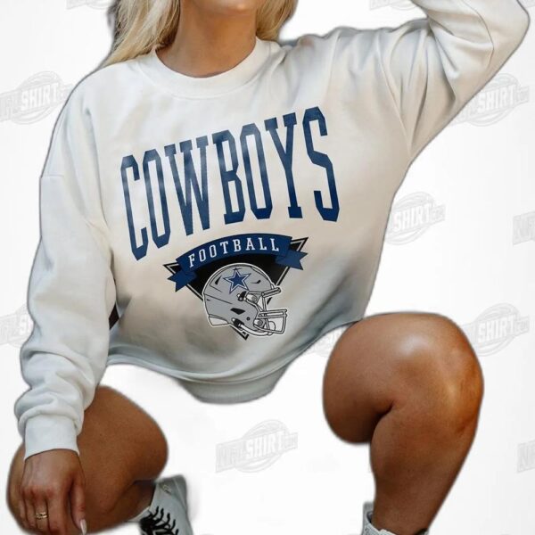 DALLAS COWBOYS Yard Line Fleece Crewneck NFL Shirt - Football Fan Tee 3