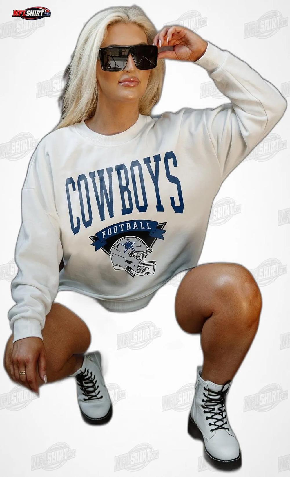 White Yard Line Fleece Crewneck Dallas Cowboys Shirt White Yard Line Fleece Crewneck Dallas Cowboys Shirt