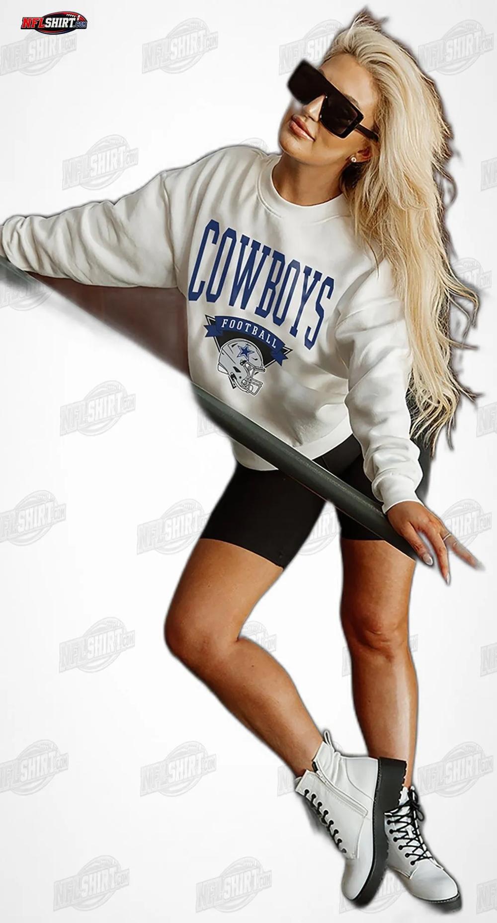 White Yard Line Fleece Crewneck Dallas Cowboys Shirt White Yard Line Fleece Crewneck Dallas Cowboys Shirt