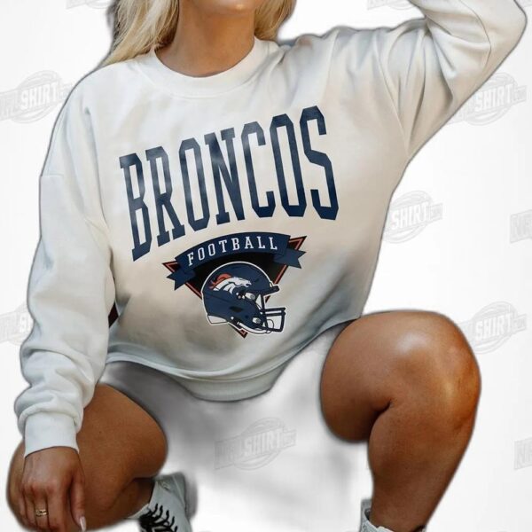 DENVER BRONCOS Yard Line Fleece Crewneck NFL Shirt - Football Fan Tee 3