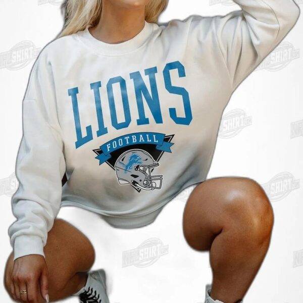 DETROIT LIONS Yard Line Fleece Crewneck NFL Shirt - Football Fan Tee 3
