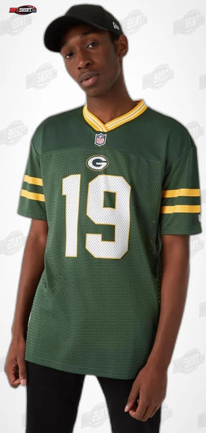 Green Gold Number 19 Oversize Mesh Jersey Green Bay Packers Shirt Green Gold Number 19 Oversize Mesh Jersey Green Bay Packers Shirt