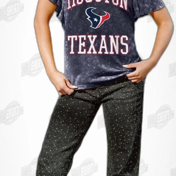 HOUSTON TEXANS VICTORY MODE FLUTTER SLEEVE IN NAVY NFL Shirt - Football Fan Tee 1
