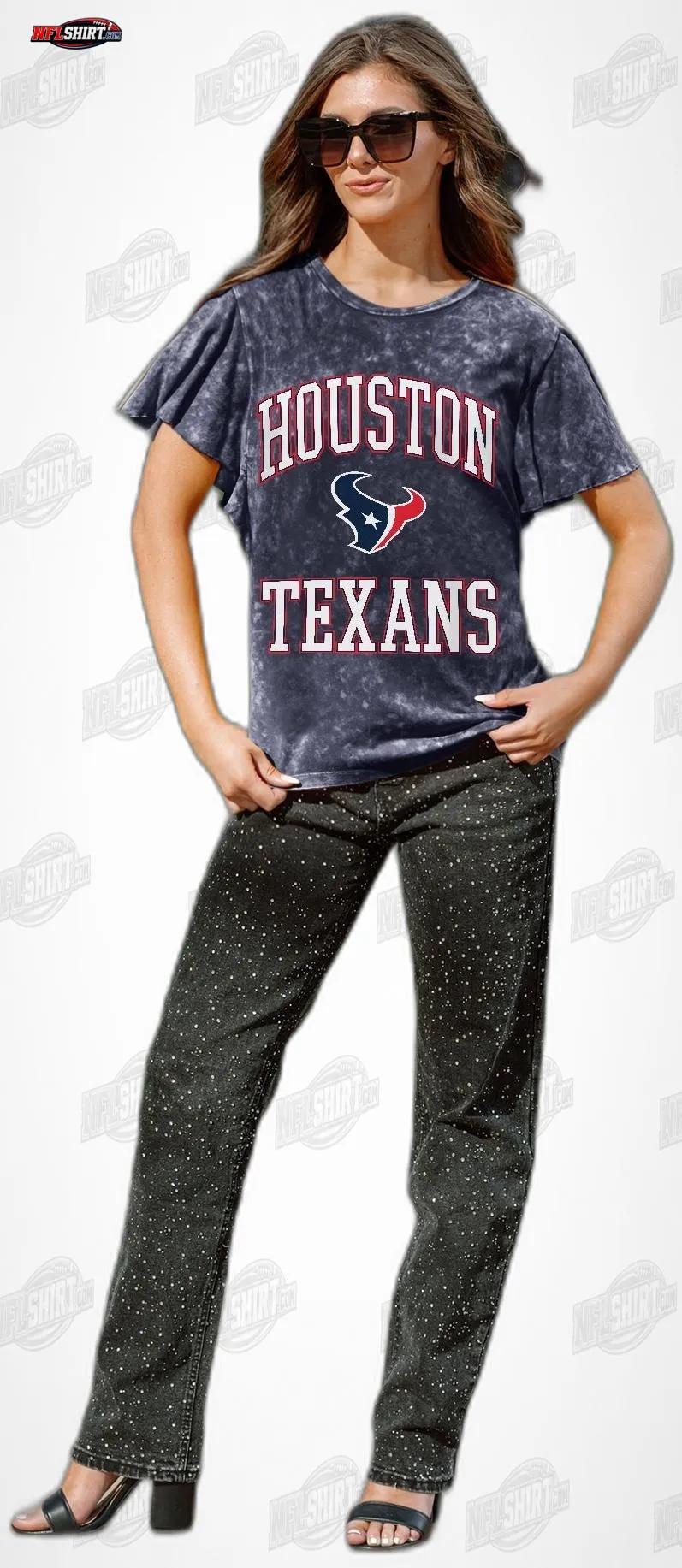 Washed Navy Victory Mode Flutter Sleeve Houston Texans Shirt Washed Navy Victory Mode Flutter Sleeve Houston Texans Shirt