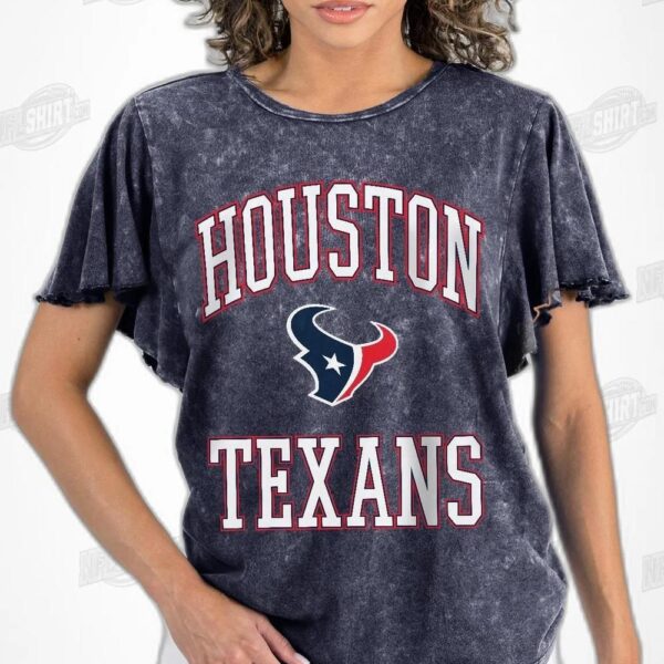 HOUSTON TEXANS VICTORY MODE FLUTTER SLEEVE IN NAVY NFL Shirt - Football Fan Tee 3