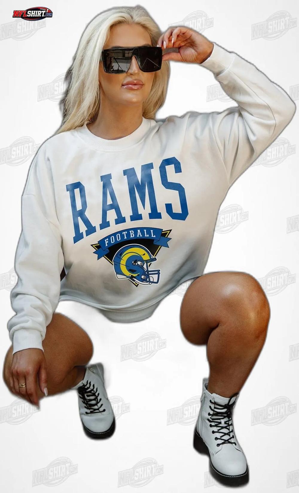 White Yard Line Fleece Crewneck Los Angeles Rams Shirt White Yard Line Fleece Crewneck Los Angeles Rams Shirt