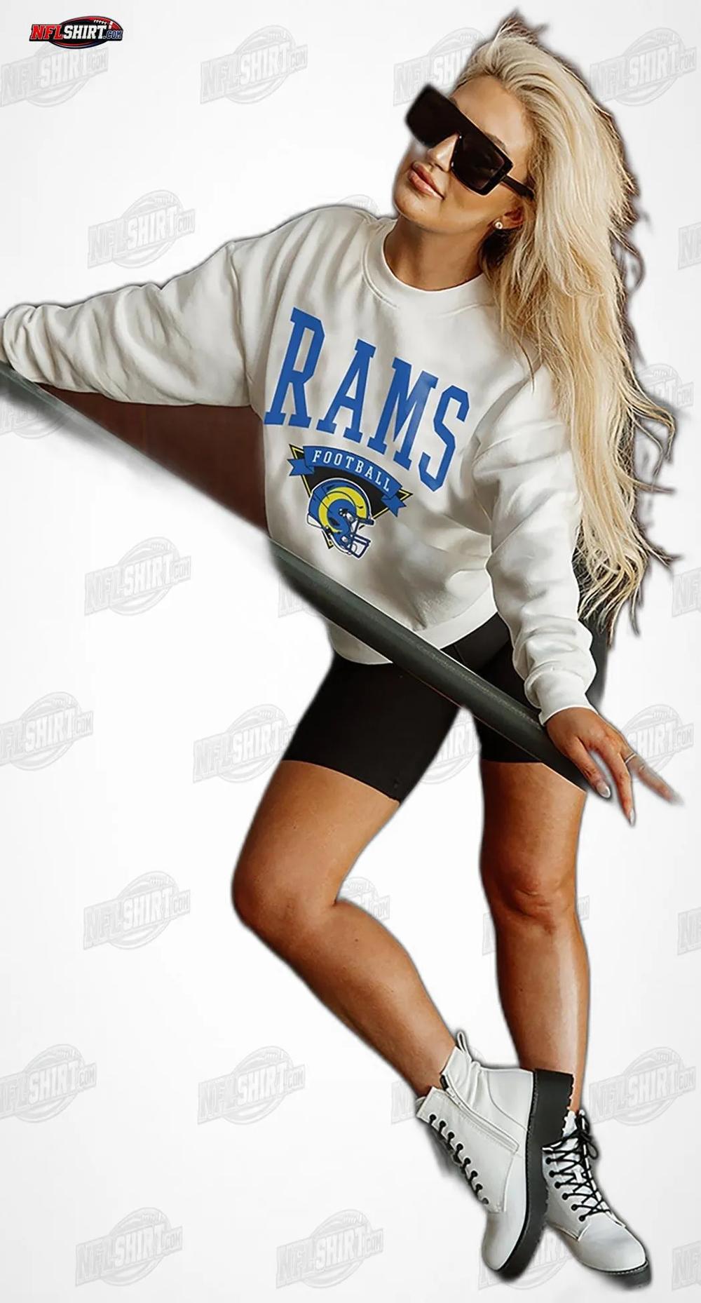 White Yard Line Fleece Crewneck Los Angeles Rams Shirt White Yard Line Fleece Crewneck Los Angeles Rams Shirt
