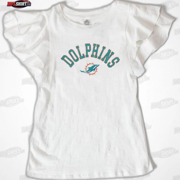MIAMI DOLPHINS Valkyrie Ruffle Sleeve Knit Top NFL Shirt - Football Fan Tee 4