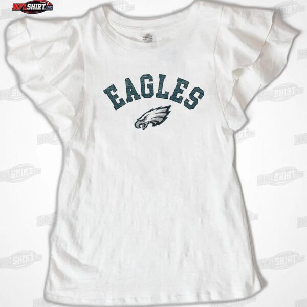 PHILADELPHIA EAGLES Valkyrie Ruffle Sleeve Knit Top NFL Shirt - Football Fan Tee 5