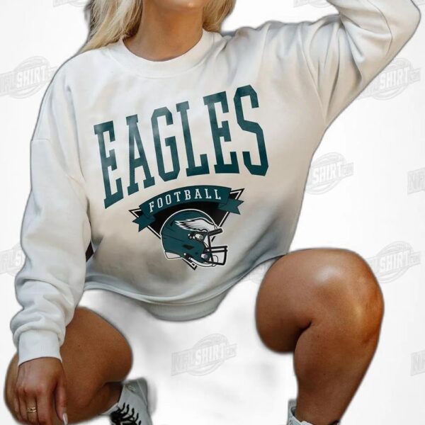 PHILADELPHIA EAGLES Yard Line Fleece Crewneck NFL Shirt - Football Fan Tee 3