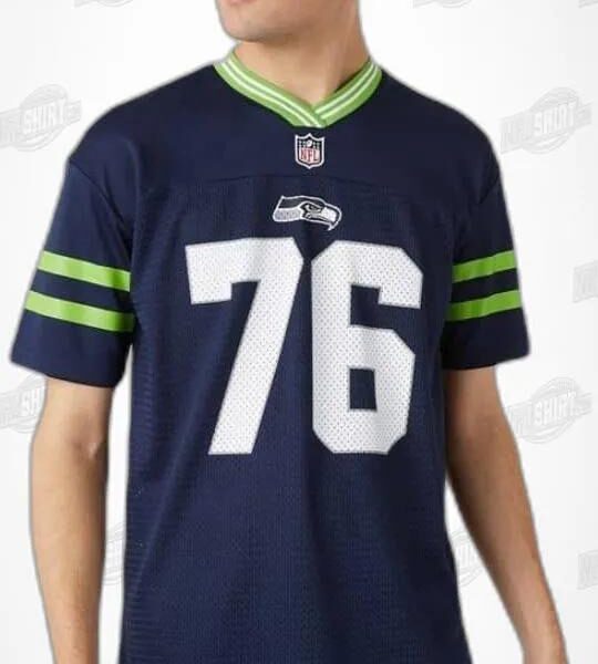 Navy Green Number 76 Oversize Mesh Jersey Seattle Seahawks Shirt