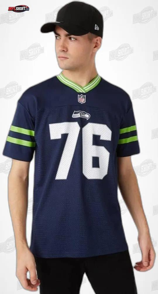 Navy Green Number 76 Oversize Mesh Jersey Seattle Seahawks Shirt Navy Green Number 76 Oversize Mesh Jersey Seattle Seahawks Shirt