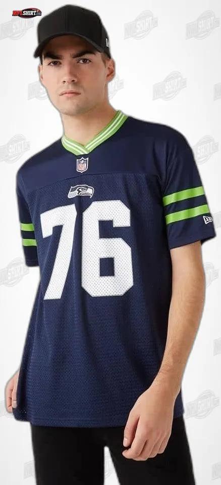 Navy Green Number 76 Oversize Mesh Jersey Seattle Seahawks Shirt Navy Green Number 76 Oversize Mesh Jersey Seattle Seahawks Shirt