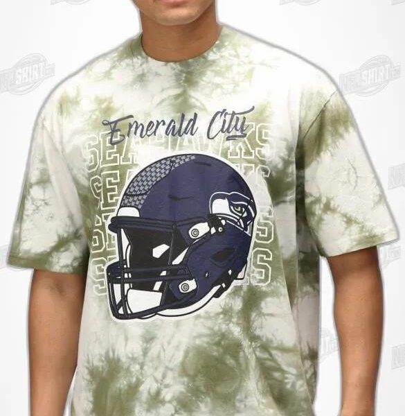 Emerald City Helmet Tie Dye Seattle Seahawks Shirt