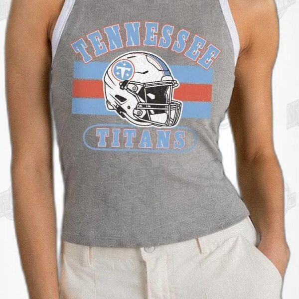 Gray Victory Club Contrast Trim Fitted Tank Top Tennessee Titans Shirt