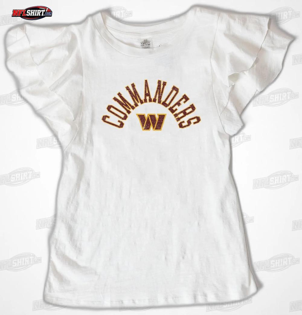 White Valkyrie Ruffle Sleeve Knit Top Washington Commanders Shirt White Valkyrie Ruffle Sleeve Knit Top Washington Commanders Shirt